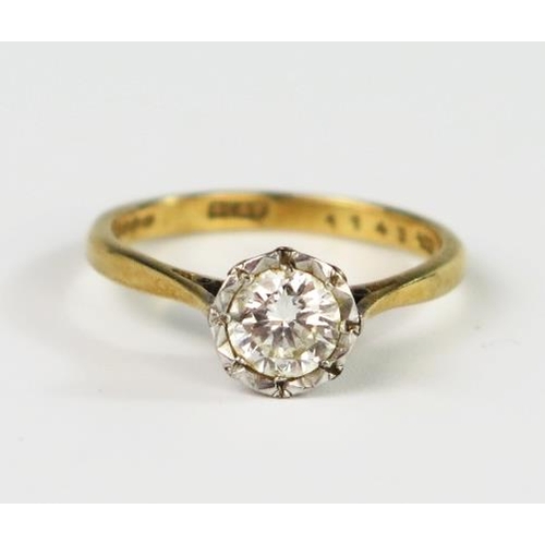 304 - An 18ct Yellow Gold and Platinum Diamond Solitaire Ring in an illusion setting, size M, 2.8g. Stone ... 