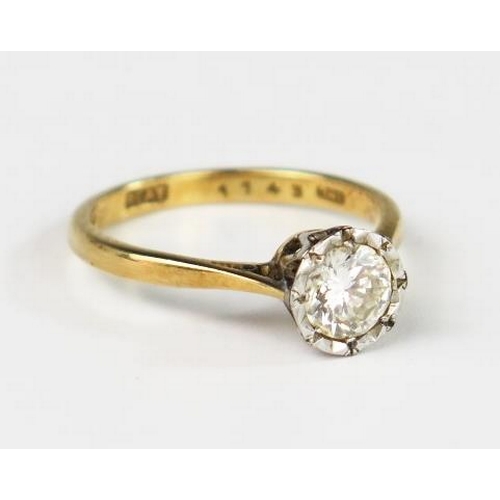 304 - An 18ct Yellow Gold and Platinum Diamond Solitaire Ring in an illusion setting, size M, 2.8g. Stone ... 