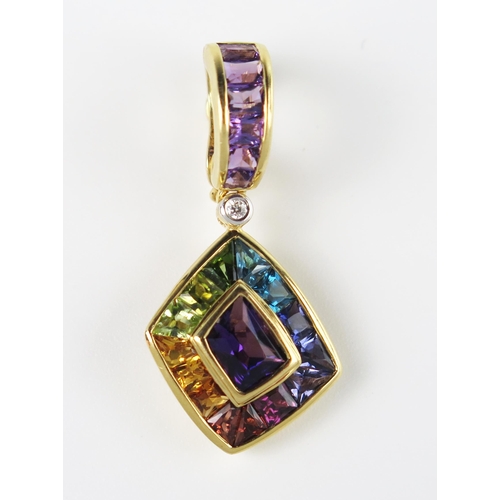 307A - A Bellarri 18K Yellow Gold and Multi Stone Rainbow Pendant, 32.5 mm drop, 4.7 g

Sold on behalf of t... 