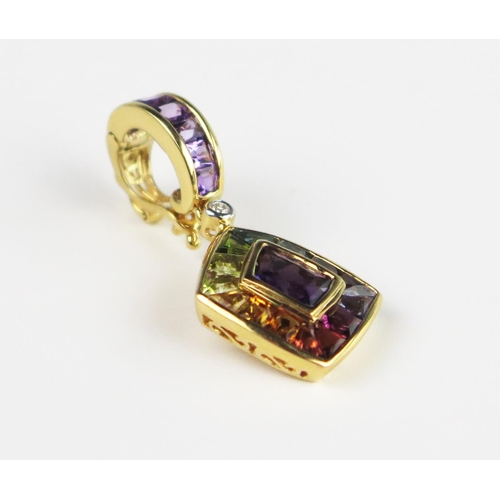 307A - A Bellarri 18K Yellow Gold and Multi Stone Rainbow Pendant, 32.5 mm drop, 4.7 g

Sold on behalf of t... 