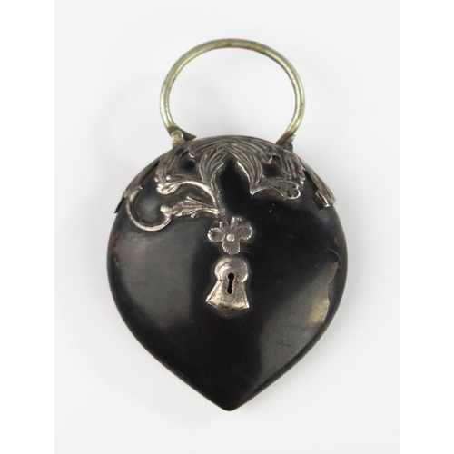 311 - A Victorian Horn and Silver Mounted 'Padlock' Pendant, 54 mm