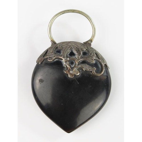 311 - A Victorian Horn and Silver Mounted 'Padlock' Pendant, 54 mm