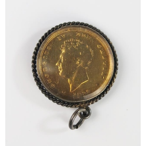 319 - A George IV 1826 Silver Gilt and Enamel Coin Fob, 28mm diam.