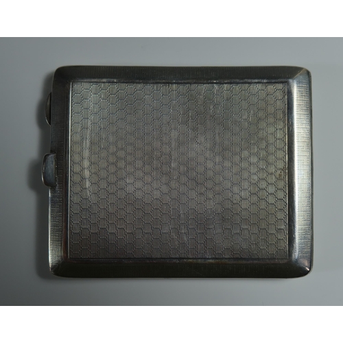 33 - A George V Silver Cigarette Case with engine turned decoration and contemporary initials, Birmingham... 