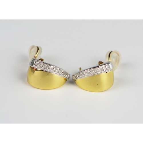 331 - A Pair of Modern 18ct Yellow and White Gold Diamond Earrings, each set with 16 1mm diamonds, clip on... 