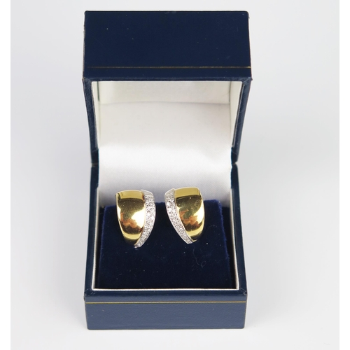 331 - A Pair of Modern 18ct Yellow and White Gold Diamond Earrings, each set with 16 1mm diamonds, clip on... 