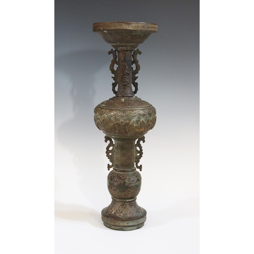 343 - An Archaic Style Chinese Bronze Vessel, 48 cm high. A/F