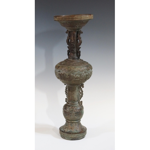 343 - An Archaic Style Chinese Bronze Vessel, 48 cm high. A/F