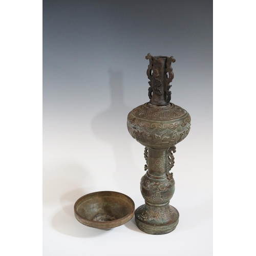 343 - An Archaic Style Chinese Bronze Vessel, 48 cm high. A/F