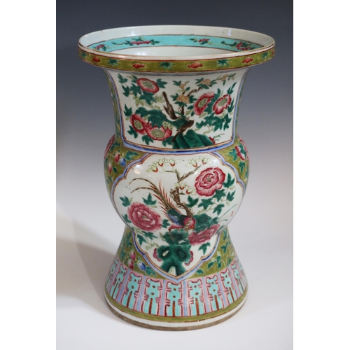 347 - A 19th Century Chinese Porcelain Nonyaware Spittoon decorated with Fenghuang and chrysanthemums on a... 