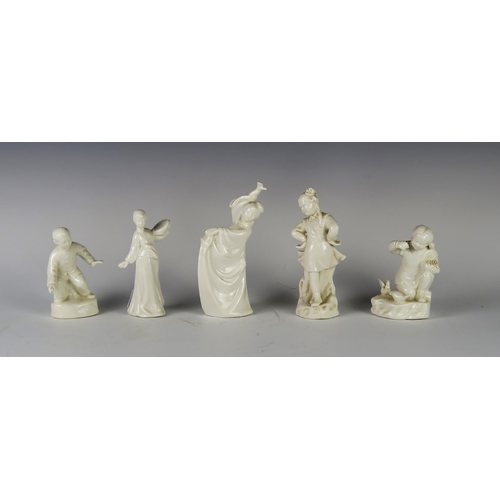 364 - A Set of Five Chinese Blanc de Chine Figures, tallest 16 cm