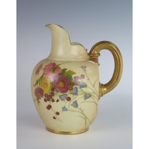 380 - A Royal Worcester Blush Ivory and Floral Decorated Jug, 1903 and marked 1094, 15.5 cm