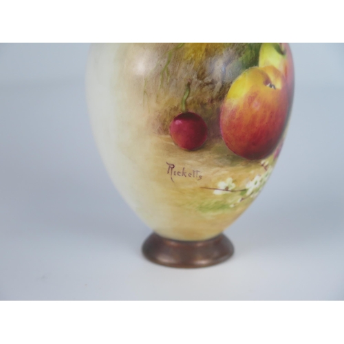 388 - A Royal Worcester Vase decorated with apples and currants, signed Ricketts, model 302?, 13 cm