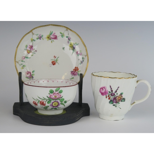 393 - An 18th Century Bristol Porcelain Tea Bowl and Saucer (marks to base) and Worcester Cup, marked Flig... 