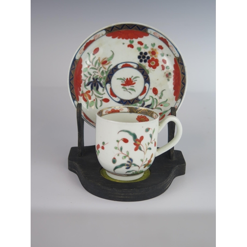 395 - An 18th Century Worcester Dr. Wall Period Coffee Can and Saucer decorated in the Imari palette