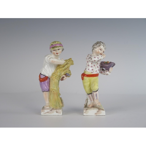 399 - A Pair of Berlin Porcelain Figurines representing the months of August and September, 10 cm. August ... 