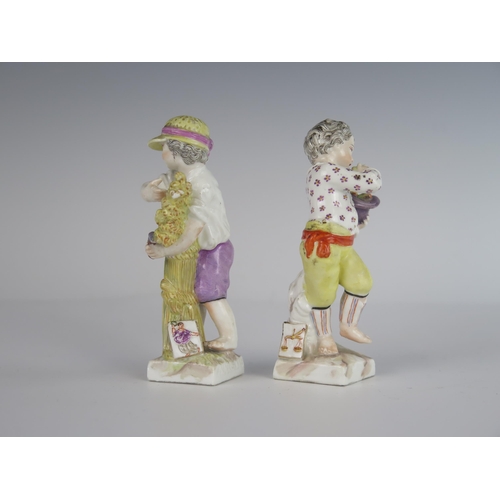 399 - A Pair of Berlin Porcelain Figurines representing the months of August and September, 10 cm. August ... 