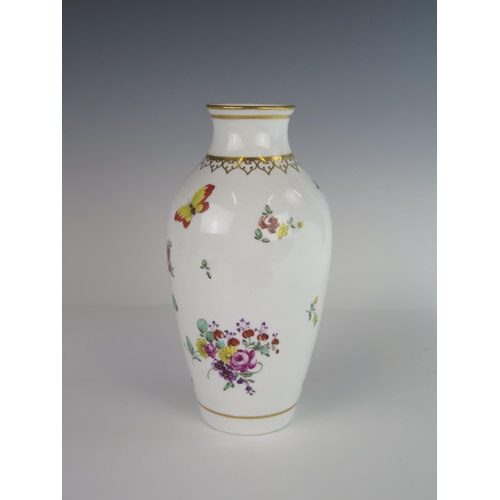 403 - A 19th Century Porcelain Vase decorated with flowers and insects and with gilt, marked NANTGARW, 22.... 