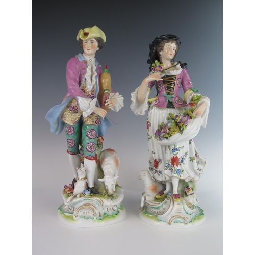 407 - A Pair of 19th Century volkstedt Porcelain Figurines of a Male Pipe Player and Female Flower Seller,... 