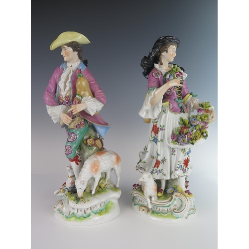 407 - A Pair of 19th Century volkstedt Porcelain Figurines of a Male Pipe Player and Female Flower Seller,... 