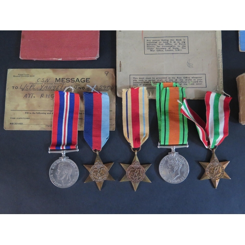 413 - A WWII Five Medal Group including War Medal, Defence Medal, 1939-45 Star, Africa Star and Italy Star... 