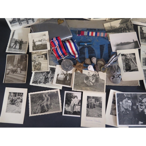422 - A Selection of WWII Ephemera including War Medal, France and Germany Star, Polish Airborne Jump Wing... 