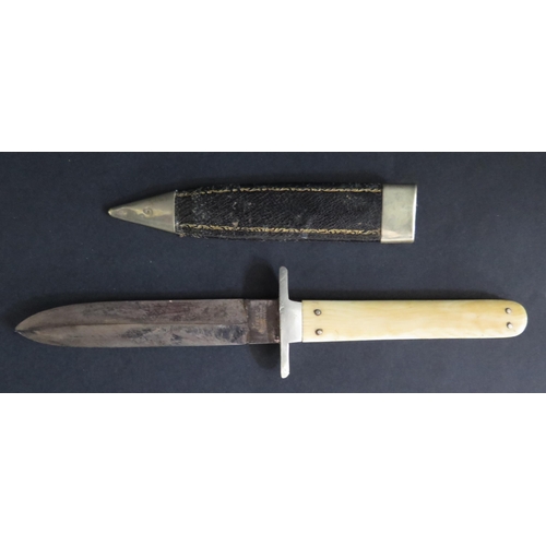 425 - A 19th Century Mappin Brothers Sheffield Queen's Cutlery Works Sheath Knife with ivory handle and do... 