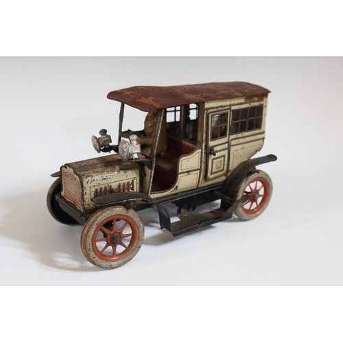 445 - A Rare Gunthermann ASGW Tinplate Clockwork Limousine Car Circa 1920's. Fair, appears complete apart ... 