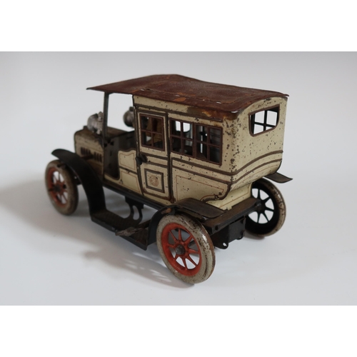 445 - A Rare Gunthermann ASGW Tinplate Clockwork Limousine Car Circa 1920's. Fair, appears complete apart ... 