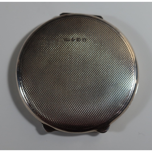 46 - A George VI Deco Silver and Pink Guilloché Enamel Compact with engine turned base, Birmingham 1946?,... 