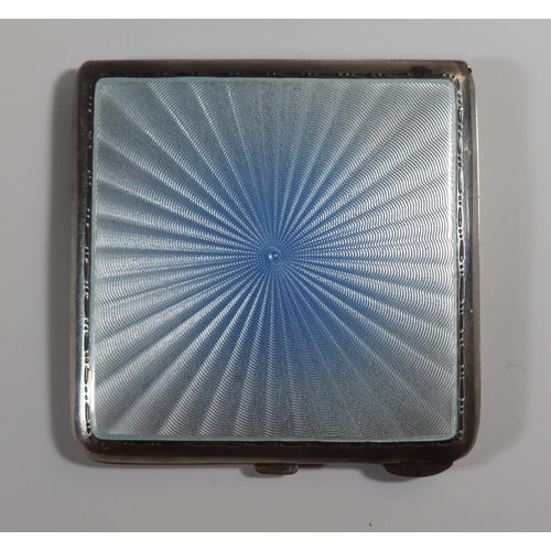 47 - A George VI Silver and Blue Guilloché Enamel Compact with engine turned base, Birmingham 1937, Turne... 