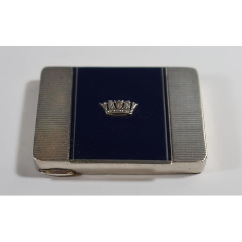 48 - A Continental Silver and Blue Enamel Compact, London 1935 import marks, 59x47mm, 50.1g gross. Finish... 