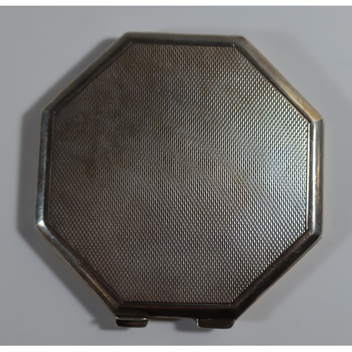 49 - A George VI Silver and Pink Guilloché Enamel Hexagonal Compact with engine turned base, Birmingham 1... 