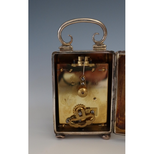 92 - An Edward VII Silver Cased Clock with enamel dial and French clockwork movement, London 1905, Willia... 