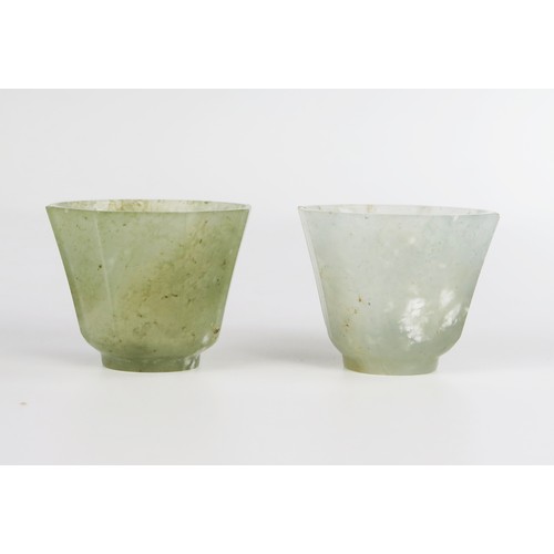 359 - A Pair of Chinese Jade Octagonal Cups, 3.5 cm high