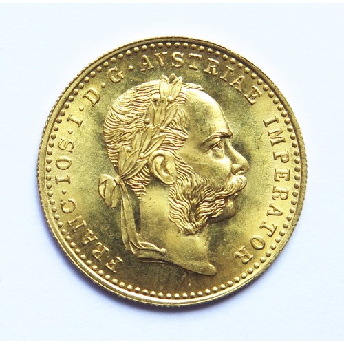 214 - An Austrian 1915 1 DUCAT Gold Coin, nearly uncirculated, c. 3.5g