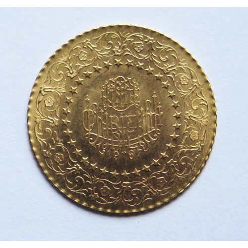 217 - A Turkish 1967 50 Kurus Gold Coin, nearly EF