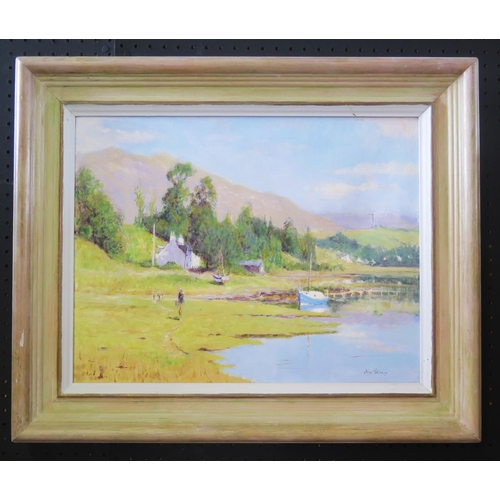 1010 - Vince Peterson, Contemporary British Artist, River Scene, Oil on Canvas, 45 x 35cm, Signed, Framed