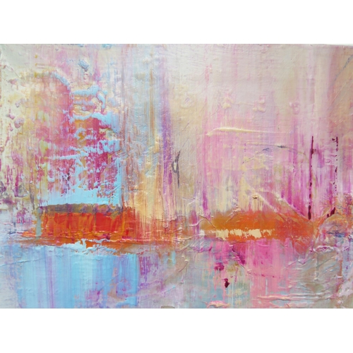 1014 - Heidi Koenig, Modern Artist b.1964,'Reflections', Abstract Oil on Board, Monogrammed HK, 25 x 20cm, ... 