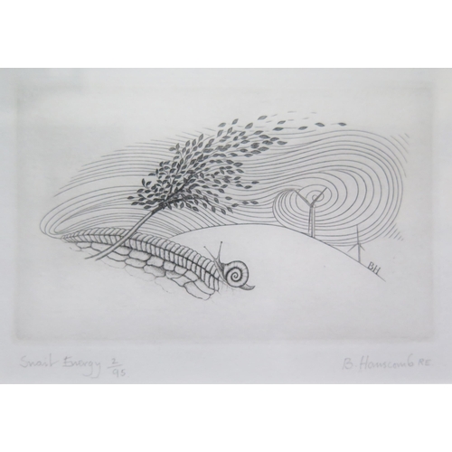 1028 - Brian Hanscomb RE, b. 1944, 'Snail Energy', Copper Plate Engraving, Limited Edition Print 2/95, 12 x... 