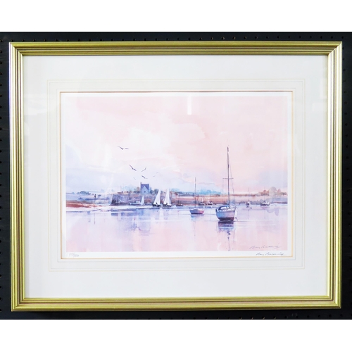 1032 - Ray Balkwill RWA, Westcountry Artist, ' Sunset on the Exe at Topsham', Limited Edition 270/500, Penc... 