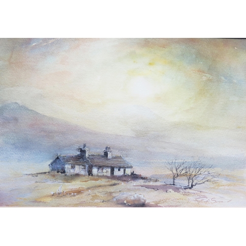 1039 - Ronald A Suter, C20th Artist, 'Black Rock Cottages, Glencoe, Watercolour, Signed, 34 x 24cm, F & G