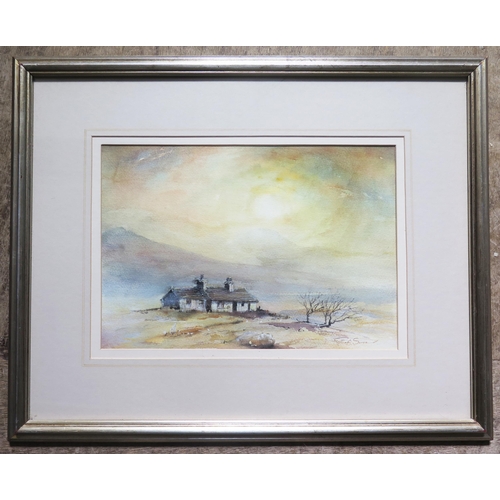 1039 - Ronald A Suter, C20th Artist, 'Black Rock Cottages, Glencoe, Watercolour, Signed, 34 x 24cm, F & G