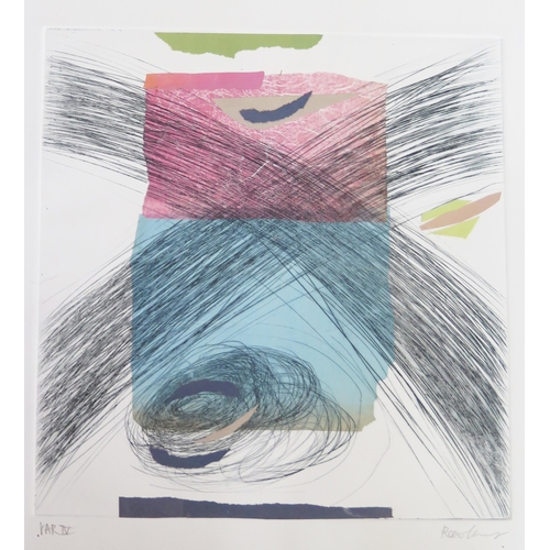 1042A - Seven Untitled Chine Colle Prints by Contemporary Artist Rein Innes, all c. 30 x 30cm, Unframed