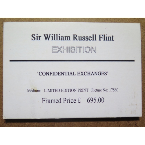 1072 - Russell Flint, Limited Edition Print 16/850, 'Confidential Exchanges', Label from the Sir William Ru... 