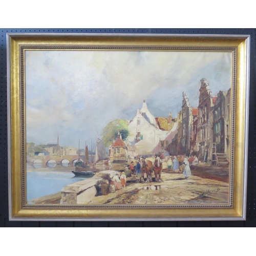 1081 - Oil on Canvas, Attributed to Job De Vogel (1908 - 1984), Dutch Artist, 'View of Roermond', Signed, 7... 