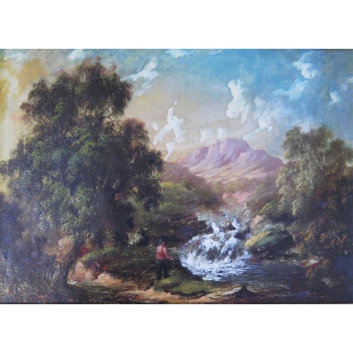 1087 - A Pair of Early C19th Landscapes, Oil on Canvas, Signed Verso, 26 x 19cm, Gilt Framed