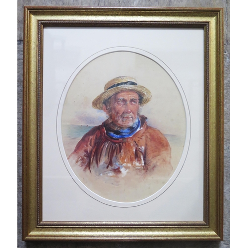 1098 - C19th Watercolour of a Fisherman wearing Straw Boater and Smock by James Drummond (1816 - 1877) RSA,... 