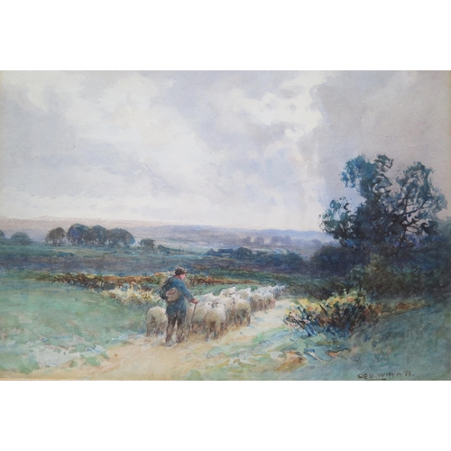 1102 - George Whyatt (1885 - 1945) British Painter, 'The Shepherd', Late C19th Watercolour, Signed, 25 x 18... 