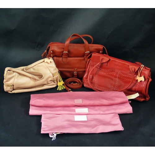 1142 - Three Radley Leather Handbags in original dust jackets